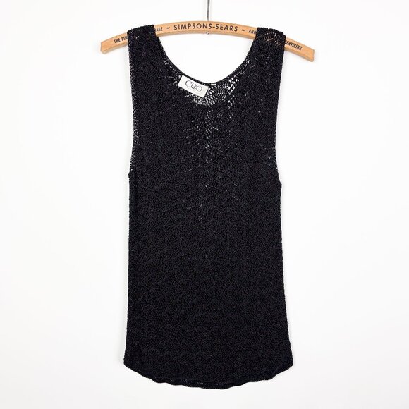 CLEO Sheer Knit Cover Up Tank Top Black Beach Pool Size Medium - Picture 1 of 5